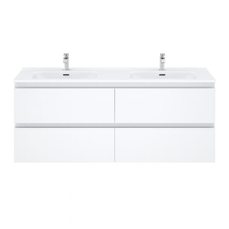 1500mm Revive Wall Hung Vanity PVC - Cabinet Only - Double Bowl - Matte White