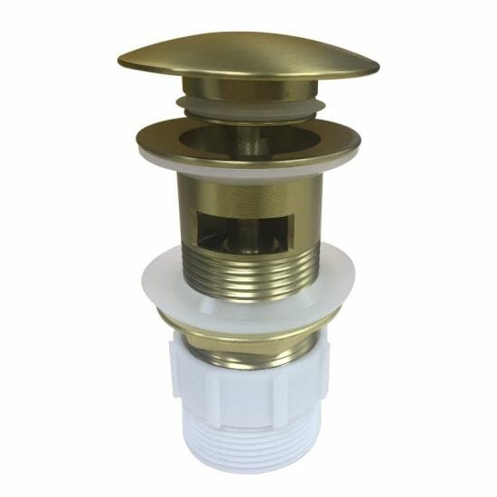 32/40mm Solid Brass Basin Mushroom Pop Up Waste - Brushed Gold - Overflow