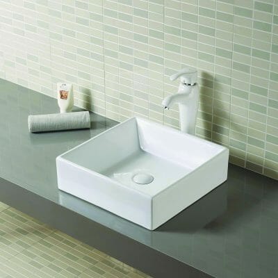 Gloss White Square Ceramic Basin - 430x430x215mm