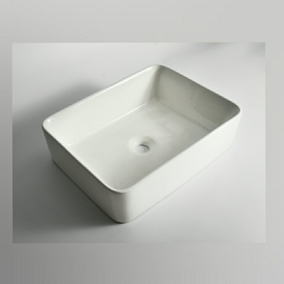 Luna - 480mm Gloss White Rectangular Above Counter Basin | 480x370x130mm