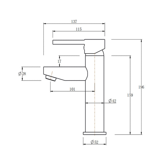 LUCID PIN Series Round Black Basin Mixer(Tall Vesion)