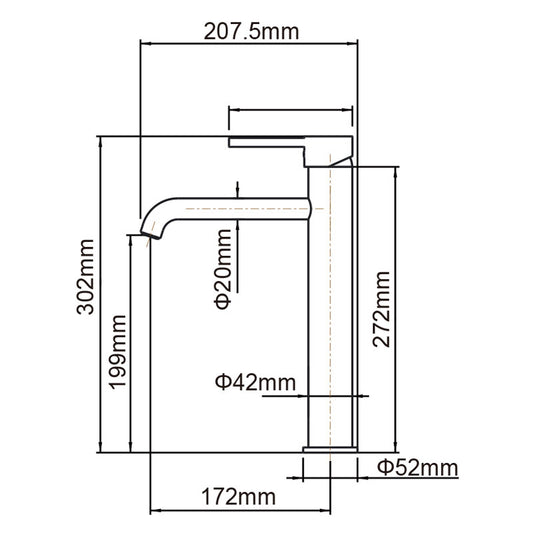 LUCID PIN Series Round Brushed Copper Tall Basin Mixer