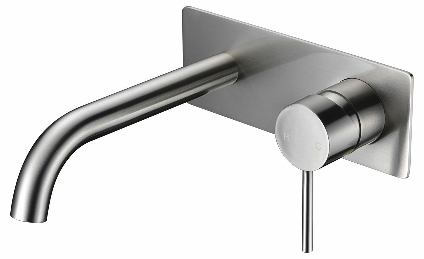 IKON-Hali wall basin Mixer with curved spout in brushed nick