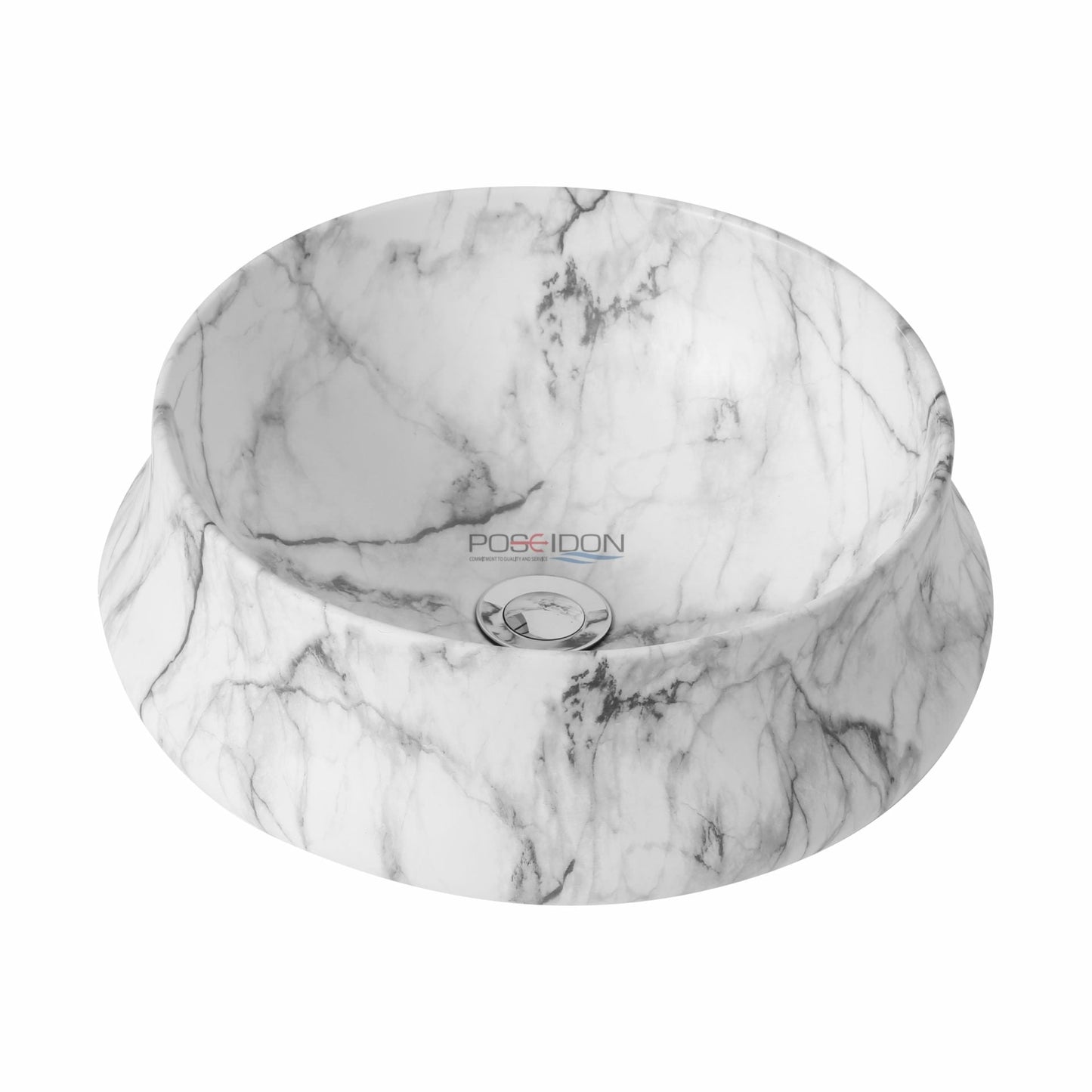 Above Counter Ceramic Basin - Carrara - Matt White - Round - 400mm