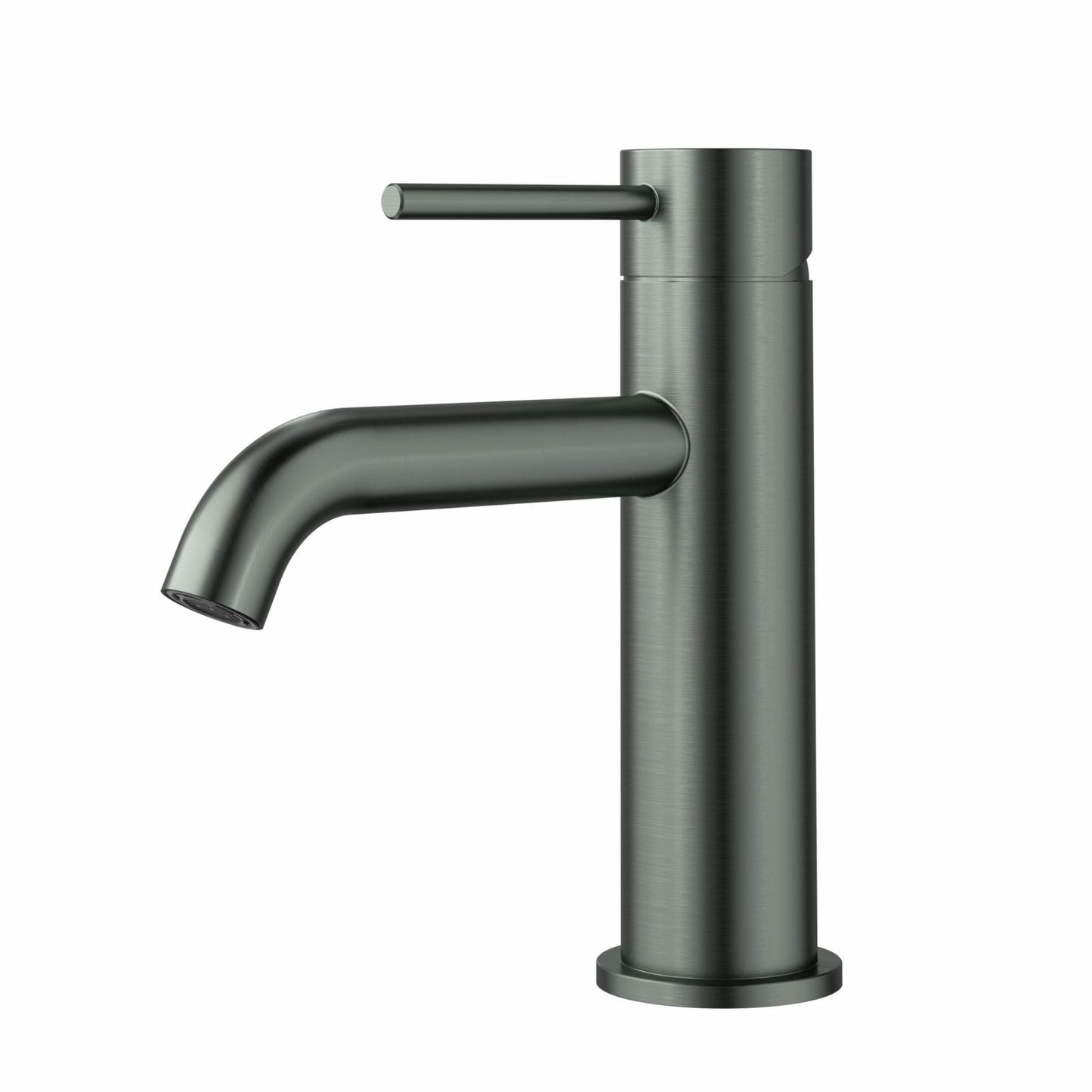 Otus Slimline Stainless Steel Basin Mixer Curved Spout - Gun Metal