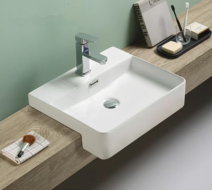 505mmx420mm Semi Recess Basin - Gloss White
