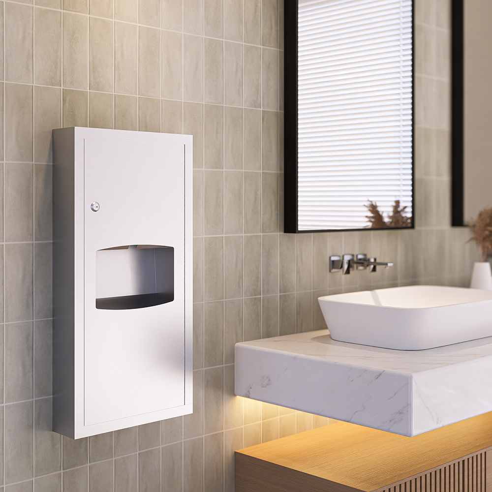 Surface Mounted Paper Towel Dispenser and 6.5 Litre Waste Receptacle SS