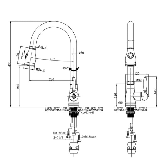 Chrome Pull Out Kitchen Mixer