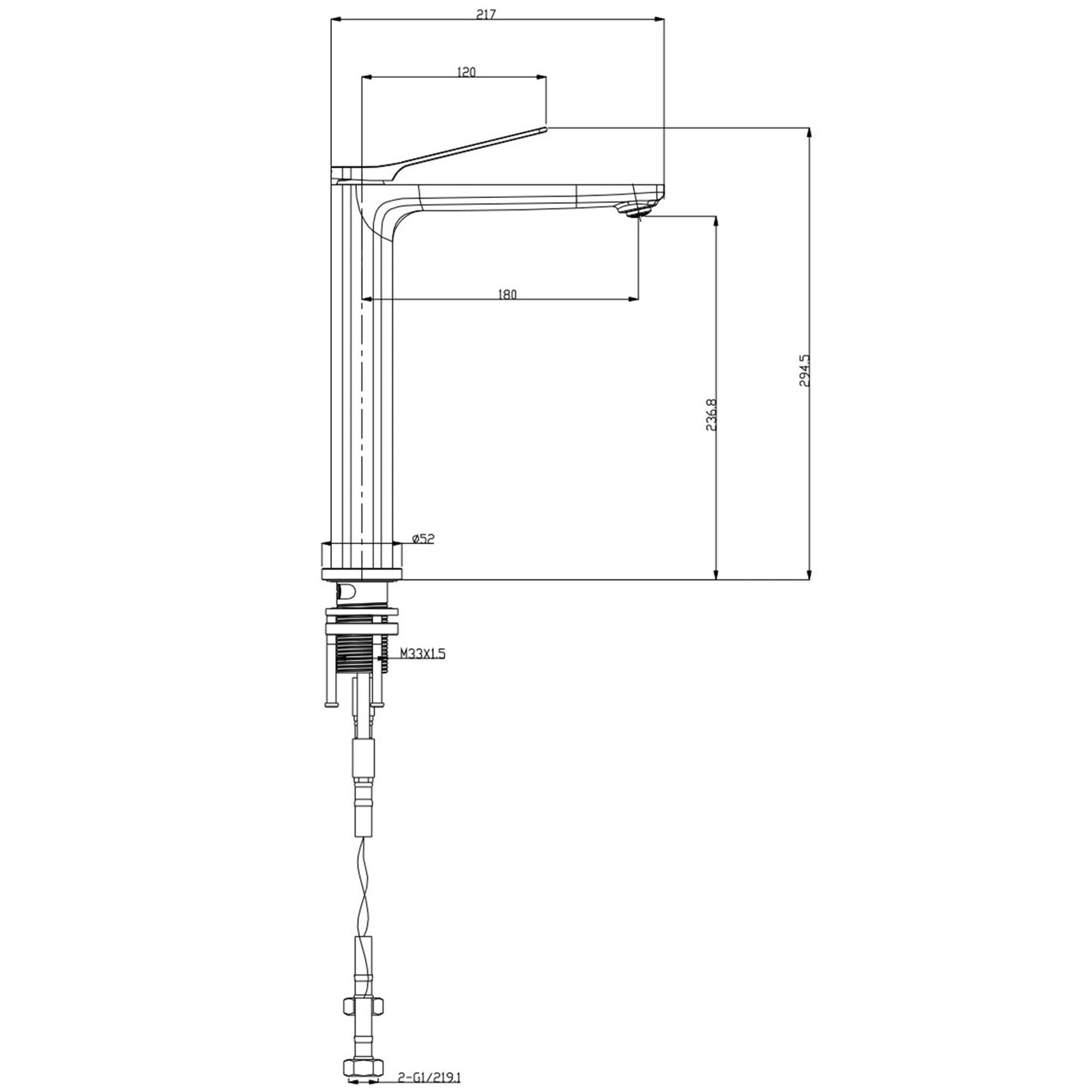 Brushed Gun Metal Grey Tall Kitchen Mixer