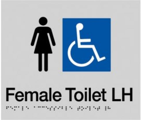 235mm Surface Mounted Female Disabled Toilet Braille Sign - 235 x 180 x 3 - Silver
