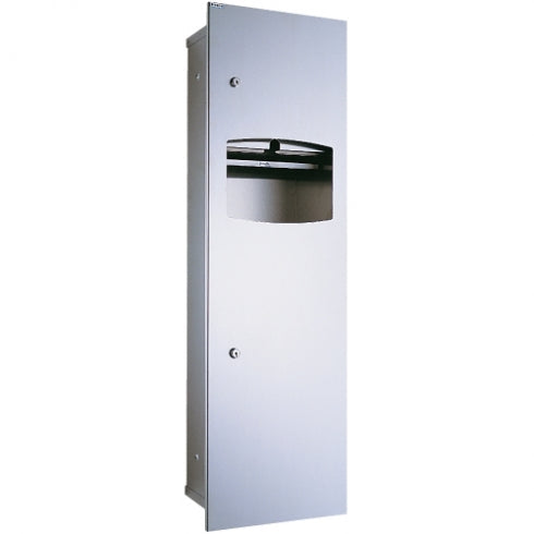 330mm W Semi Recessed Towel and Waste Receptacle - 330mm W x 1070mm H x 184mm D - Satin
