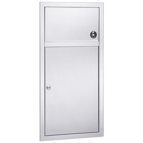 356mm W Semi-Recessed Waste Receptacle 10.5 litres - 356mm W x 711mm H x 115mm D - Satin