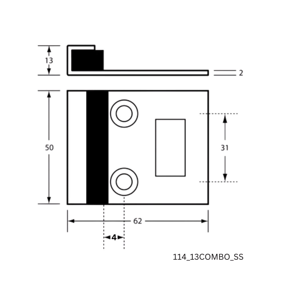 114 Combined Bumper and Staple to suit 13mm door