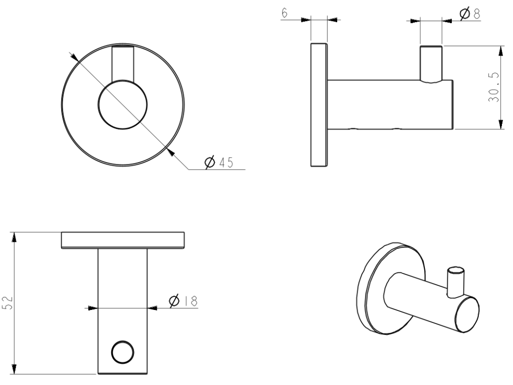 Mica Robe Hook - Chrome