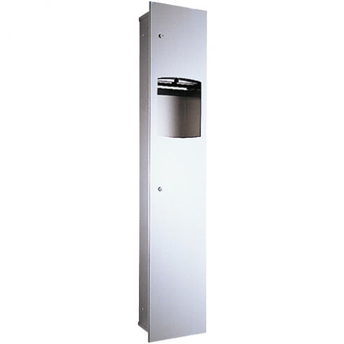 330mm W Surface Mounted Towel Dispenser and Waste Receptacle - 330mm W x 1660mm H x 184mm D - Satin