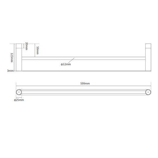 Parker: Double Towel Rail 600mm Gold *Special Order Product
