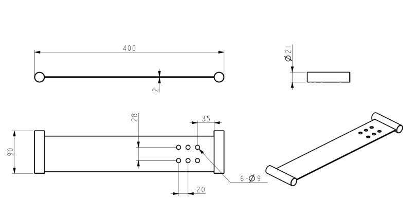 Mica Stainless Shelf - 400mm - Gunmetal