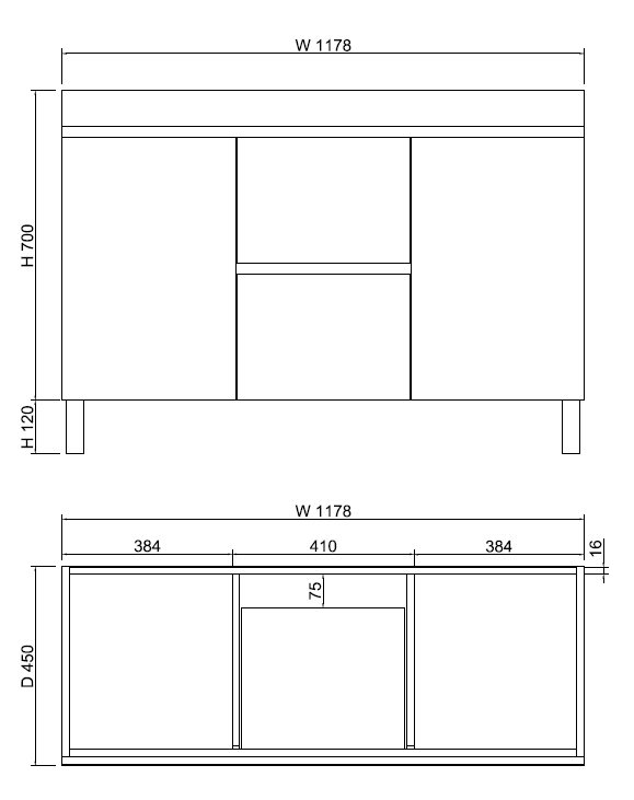 Forest Double Bowls Freestanding Vanity(Leg/Kickboard)-Light oak W1178xH820xD450mm