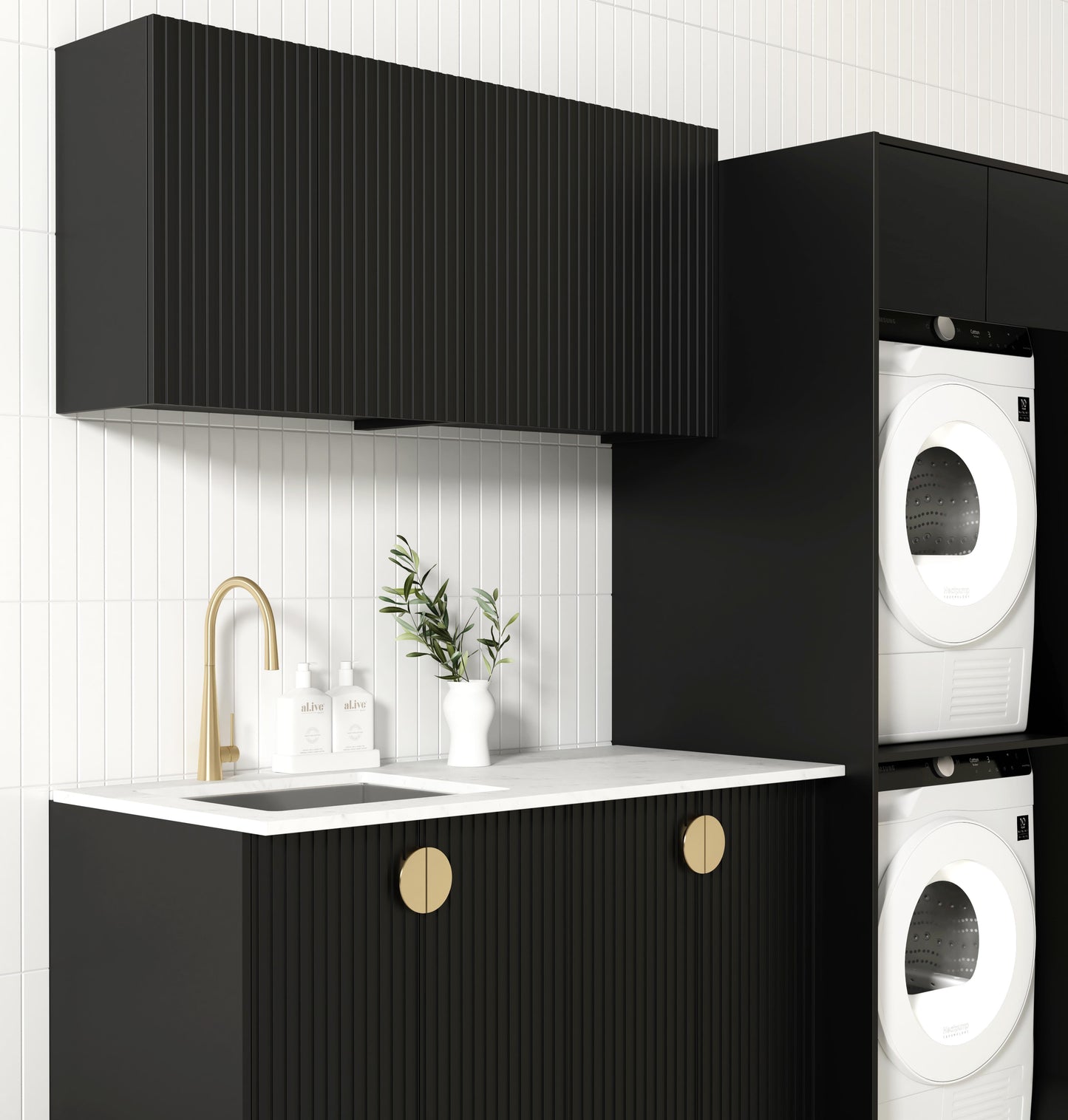 Laundry Kit 1960A Marlo Black with Pure White Top