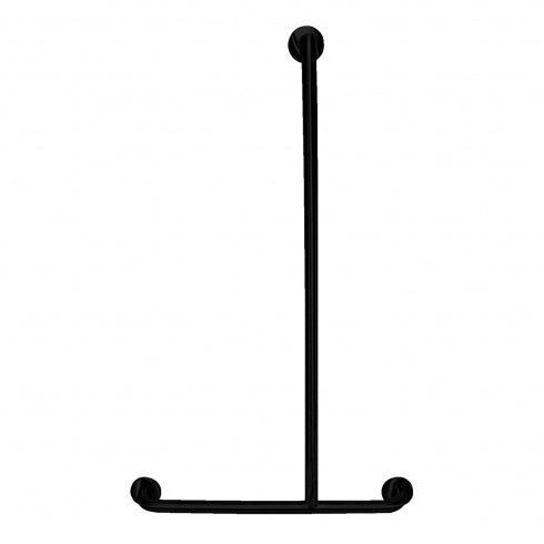 RH 660mm Surface Mounted 32mm Shower Grab Rail Powder Coated - RH 660mm x 1100mm - Matte Black