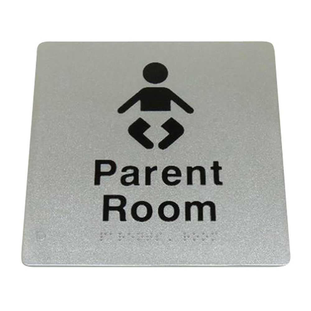 235mm Surface Mounted Parent Room Braille Sign - 235 x 180 x 3 - Silver