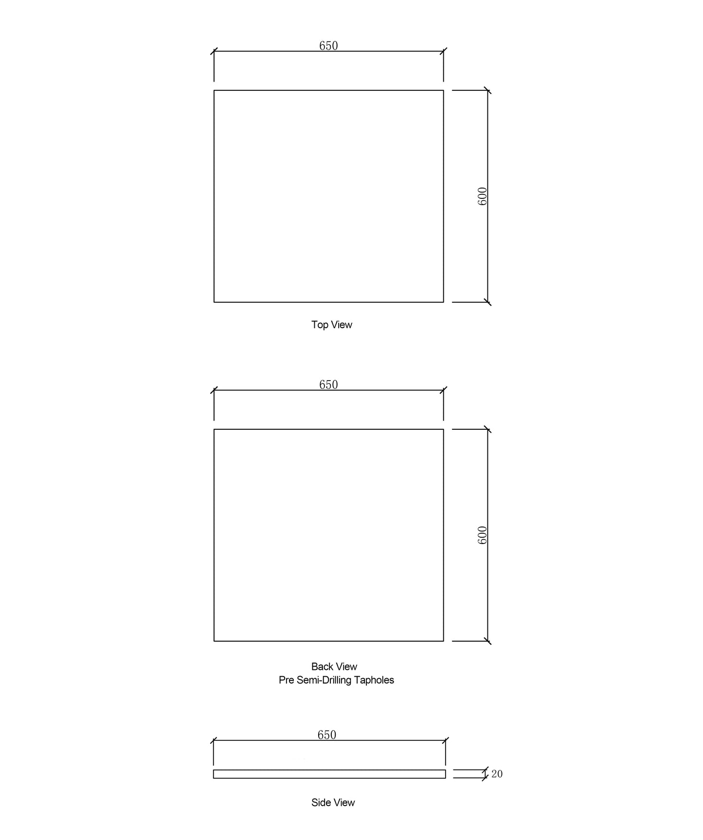 Laundry 650mm Solid Surface Cloudy Carrara Top - No Hole