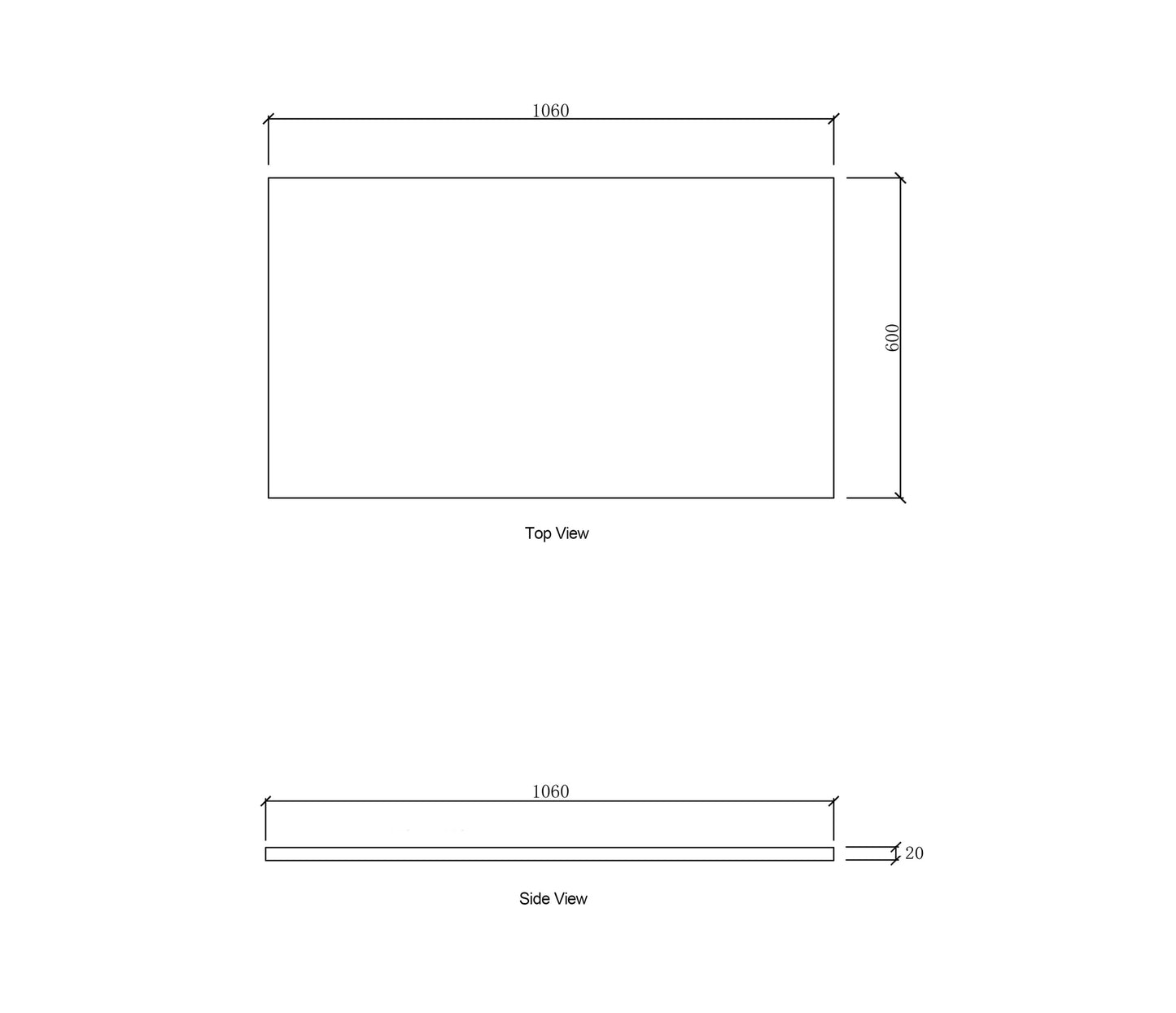 Laundry 1060mm Solid Surface Cloudy Carrara Top - No Hole