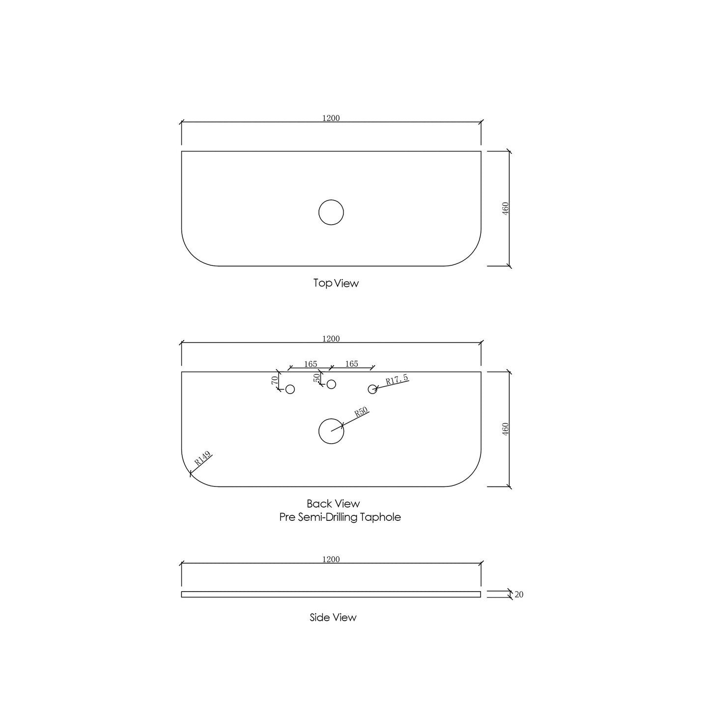 Bondi 1200mm Satin White Fluted Wall Hung Curve Cabinet Only