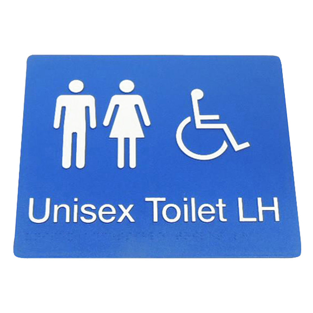 235mm Surface Mounted Unisex Disabled Toilet Braille Sign - 235 x 180 x 3 - Blue