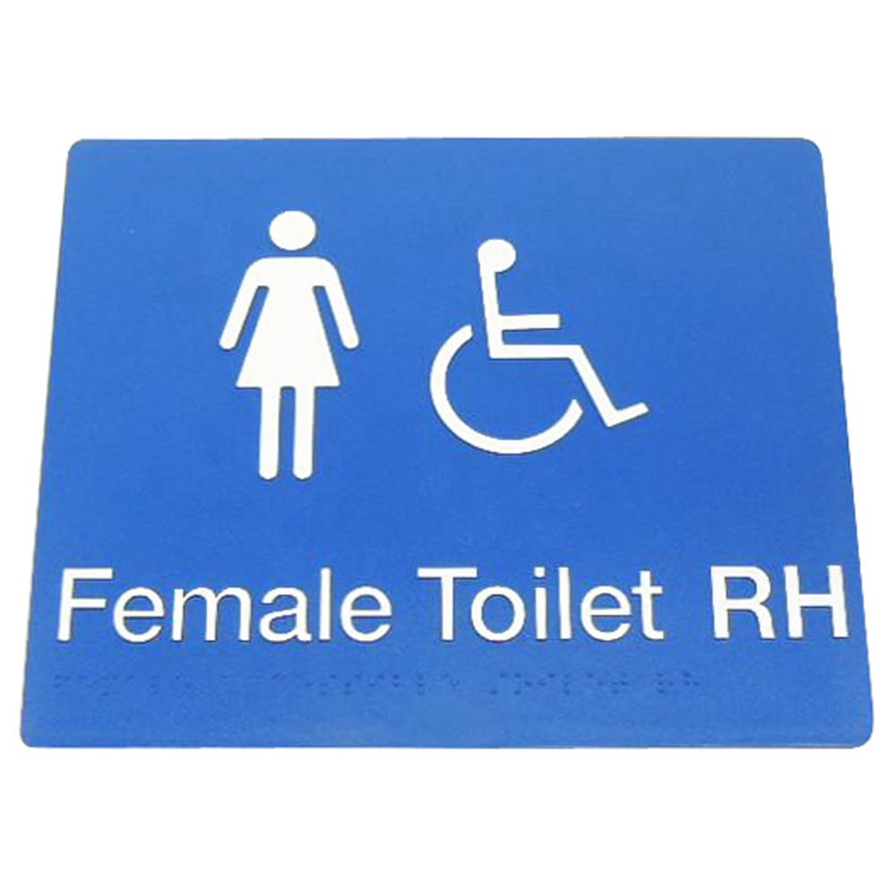 235mm Surface Mounted Female Disabled Toilet Braille Sign - 235 x 180 x 3 - Blue