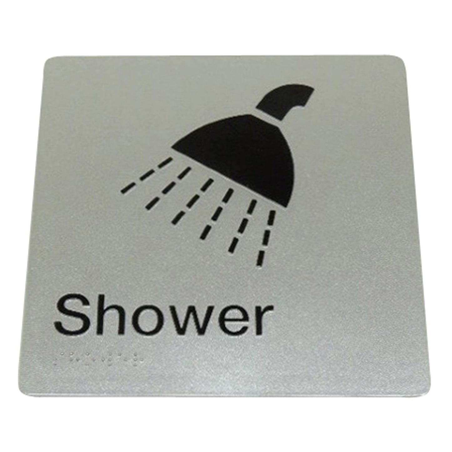 235mm Surface Mounted Shower Braille Sign - 235 x 180 x 3 - Silver