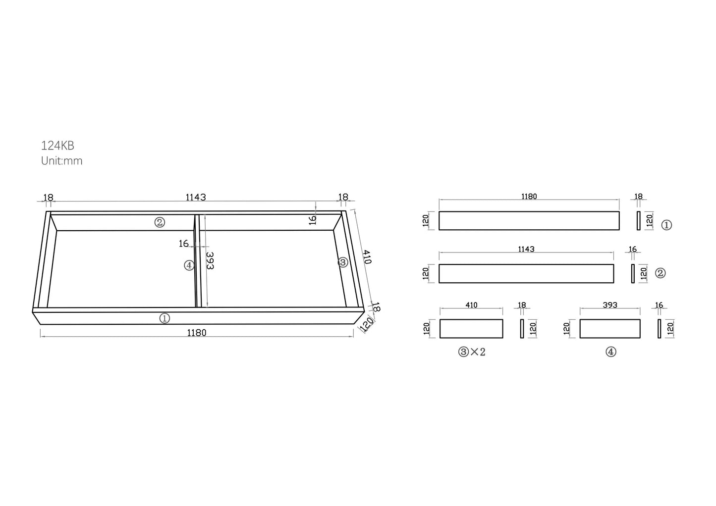 1200mm Vanity Kickboard Only - Gloss White