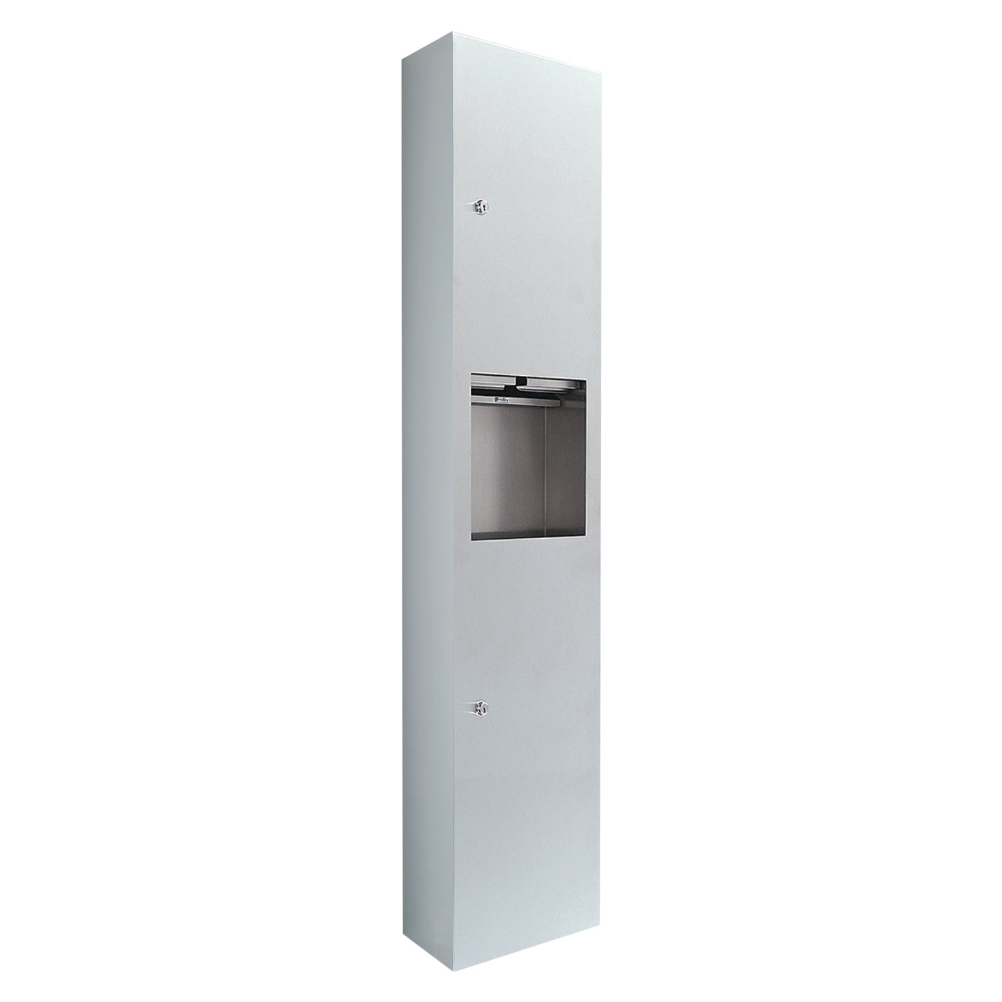 330mm W Surface Mounted Towel and Waste Receptacle - 330mm W x 1395mm H x 153mm D - Satin