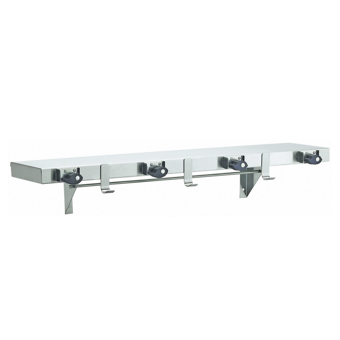 914mm L Surface Mounted Utility Shelf 3 Hooks 4 Holders - 914mm L x 156mm H - Satin