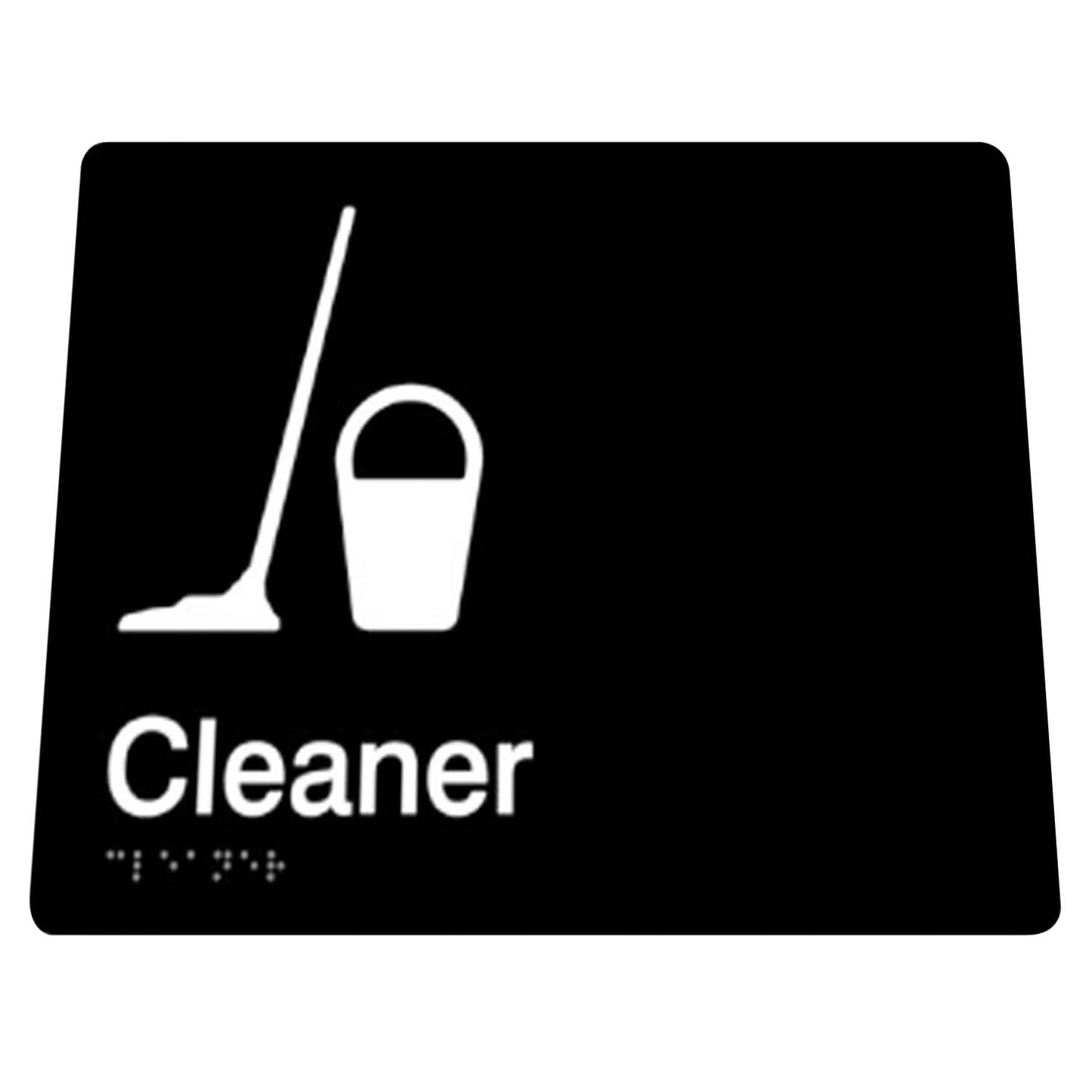 180mm Surface Mounted Cleaners Braille Sign - 180mm x 180mm x 3mm - Black