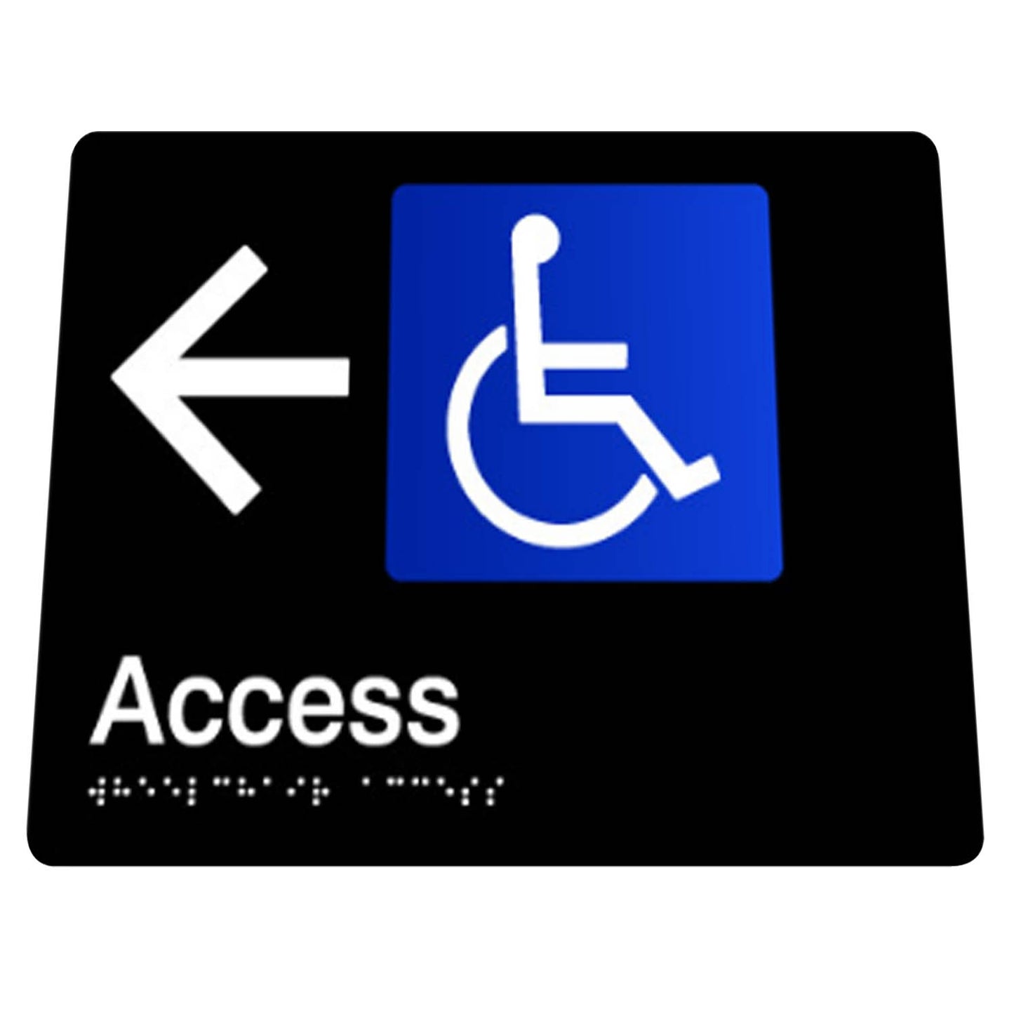 180mm Surface Mounted Unisex Toilet Braille Sign - 180mm x 210mm x 3mm - Black