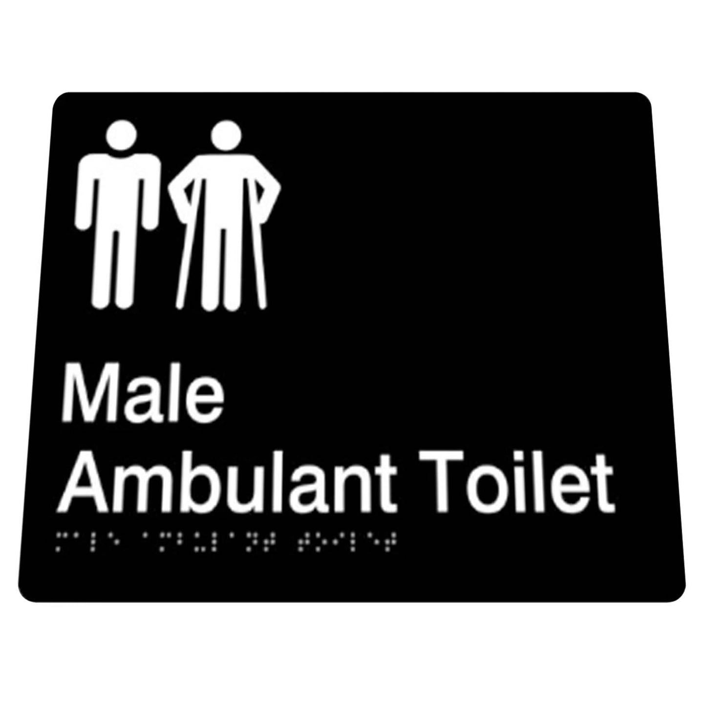 180mm Surface Mounted Male Ambulant Braille Sign - 180mm x 180mm x 3mm - Black