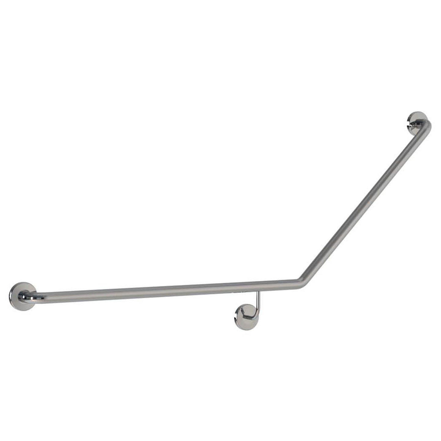 LH 870mm Surface Mounted Grab Rail With Smooth Cover Plate - LH 870mm x 700mm - Bright Polished