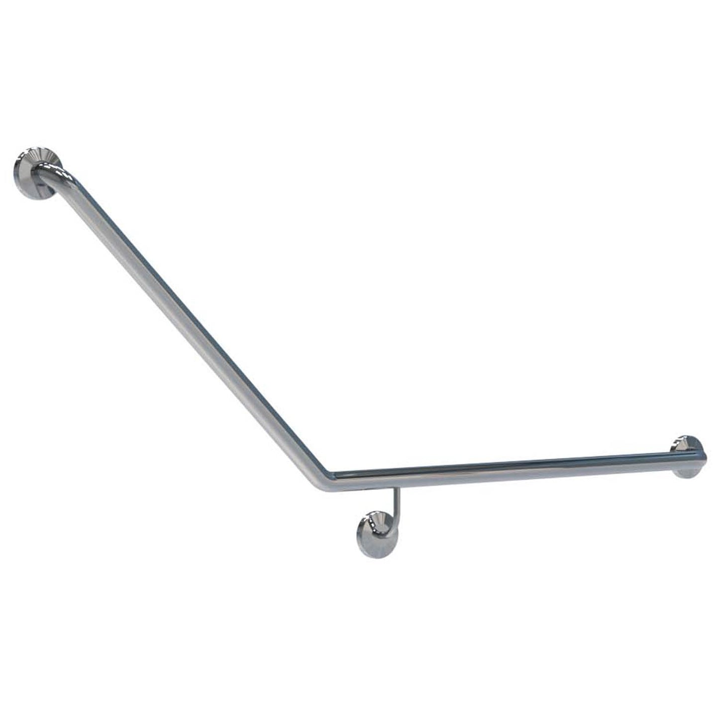 RH 870mm Surface Mounted Grab Rail With Smooth Cover Plate - RH 870mm x 700mm - Bright Polished