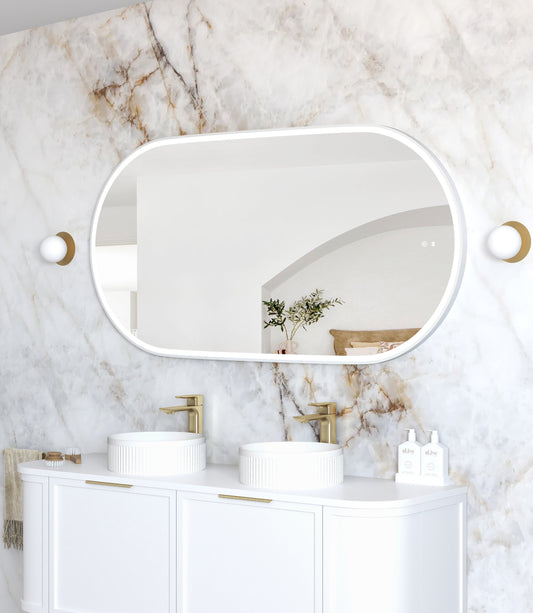 LED Noosa 1500x750 White Metal Frame Mirror