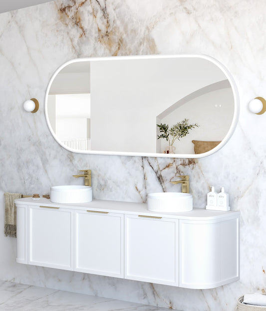 LED Noosa 1800x750 White Metal Frame Mirror