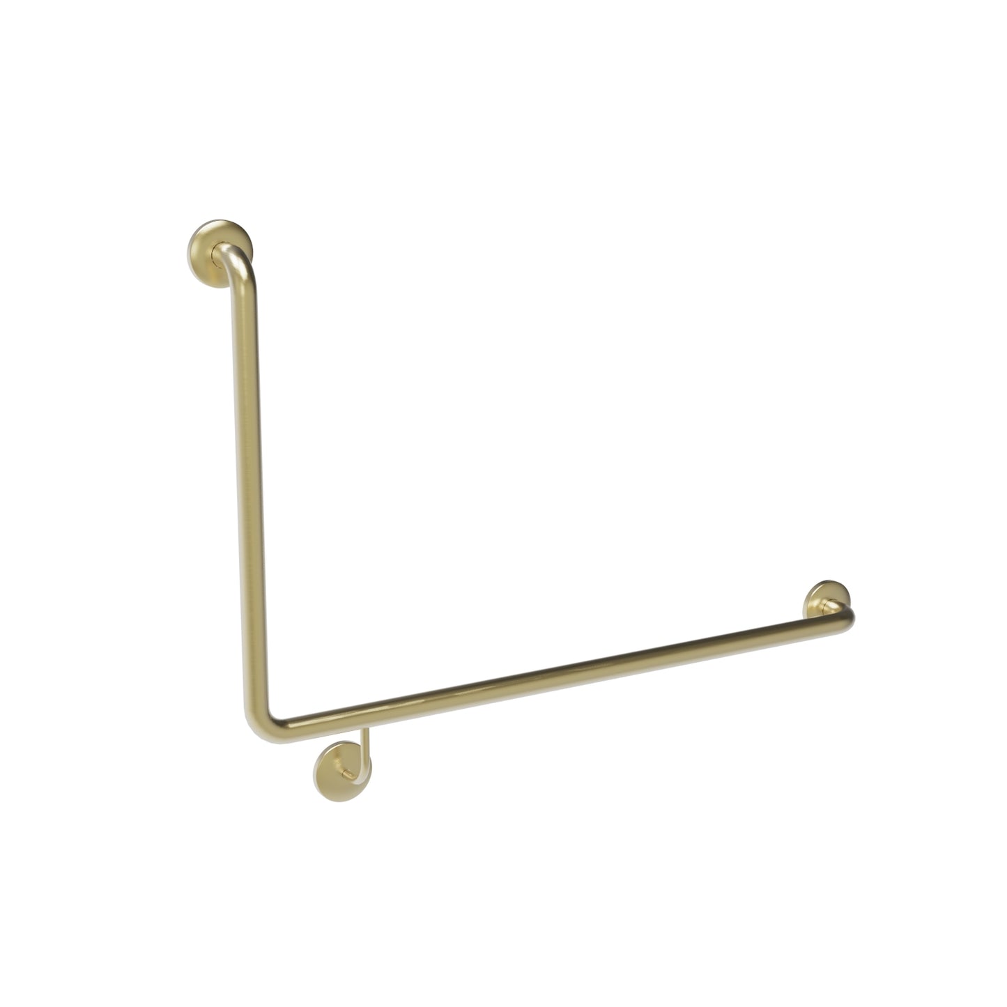 RH 950mm Surface Mounted 32mm Toilet Grab Rail 90 Degree - RH 950mm x 600mm - PVD Brushed Brass