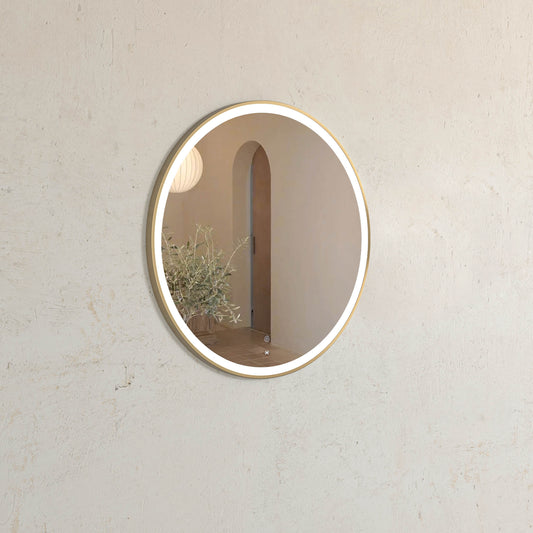 LED Bondi 800mm Gold Metal Round Frame Mirror