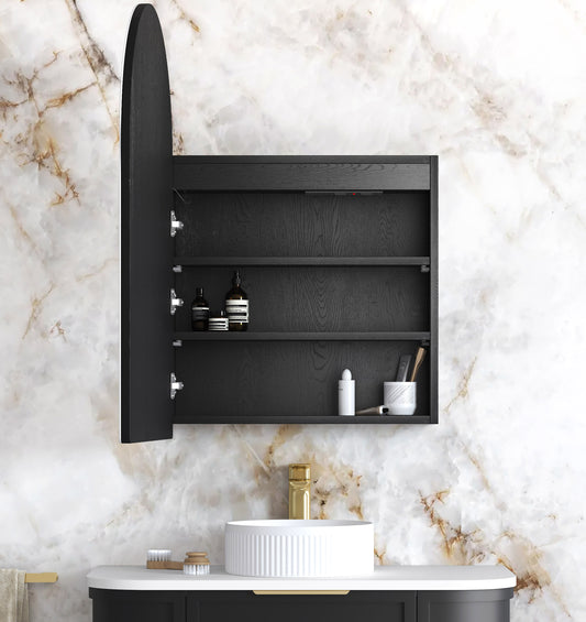 LED Archie 900x600 Black Oak Shaving Cabinet