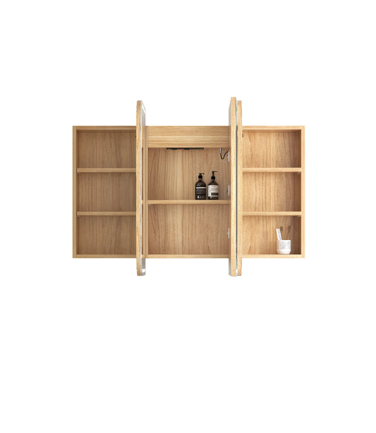 LED Newport 1200x750 Natural Oak Shaving Cabinet - Premium Edition
