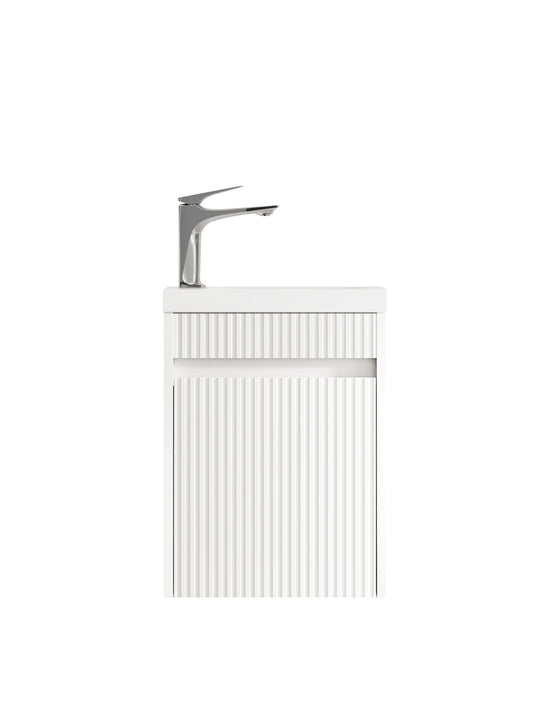 Mini Ensuite Vanity 400mm Matte White Fluted Vanity (with Basin)