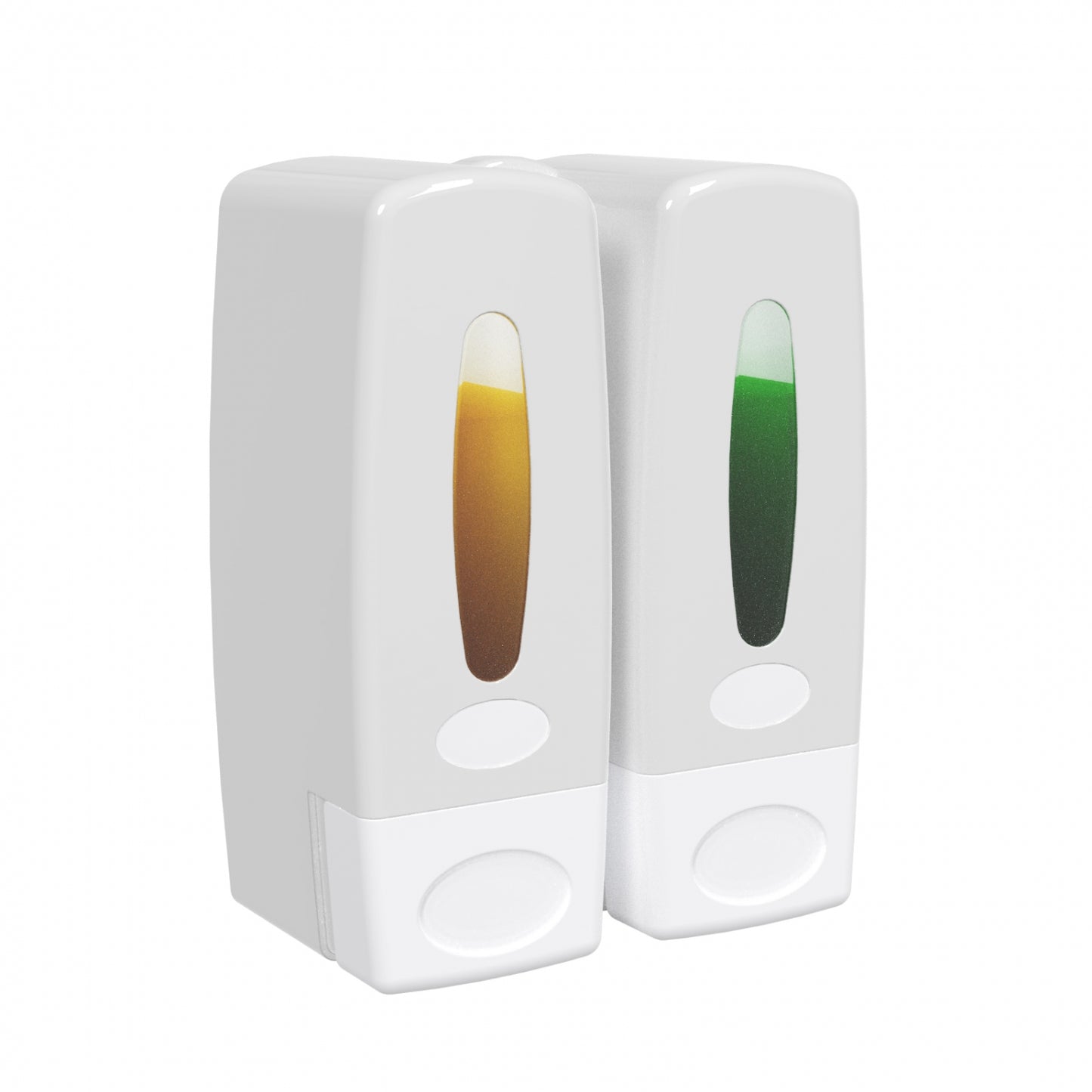 144mm W Surface Mounted Dual Soap Dispenser 360ml x 2 - 144mm W x 190mm H x 82mm D - White