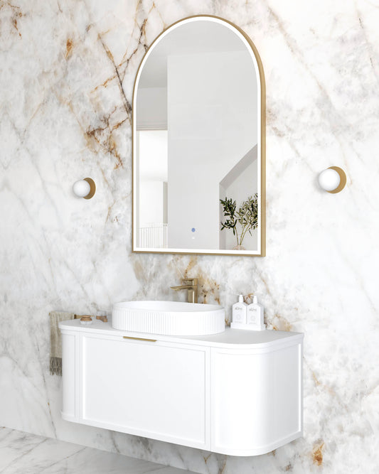 LED Archie 1200x800 Gold Metal Frame Mirror