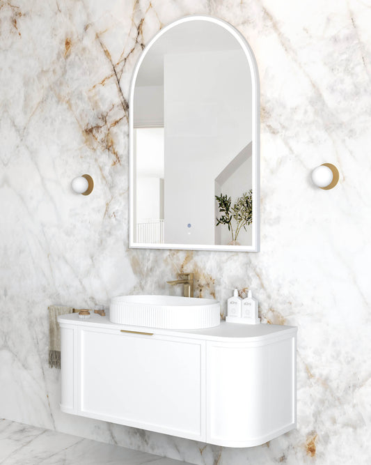LED Archie 1200x800 White Metal Frame Mirror