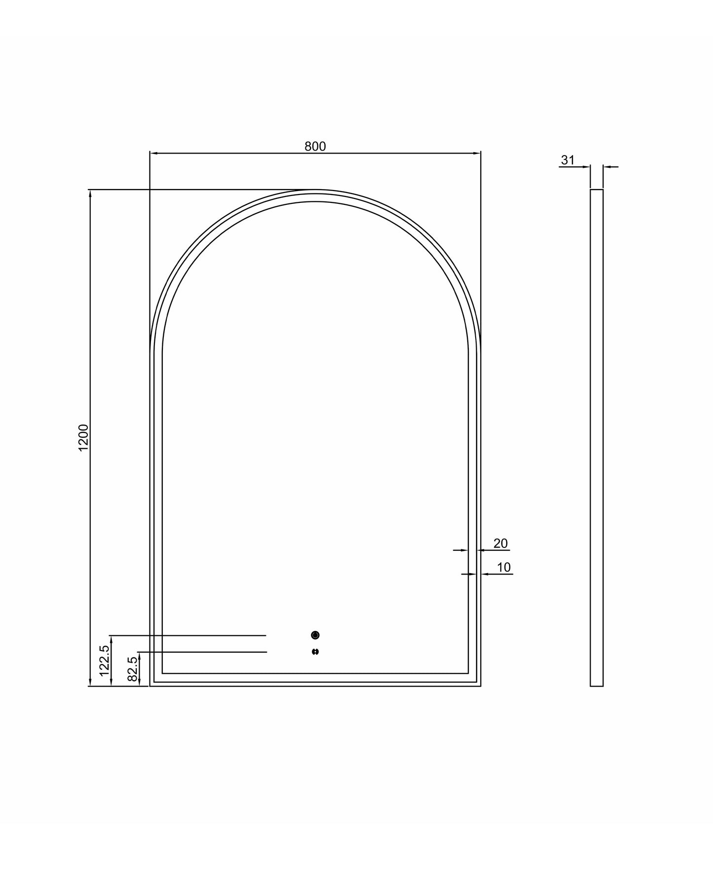 LED Archie 1500x1000 Black Metal Frame Mirror